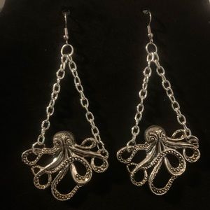 Silver Octopus Earrings
